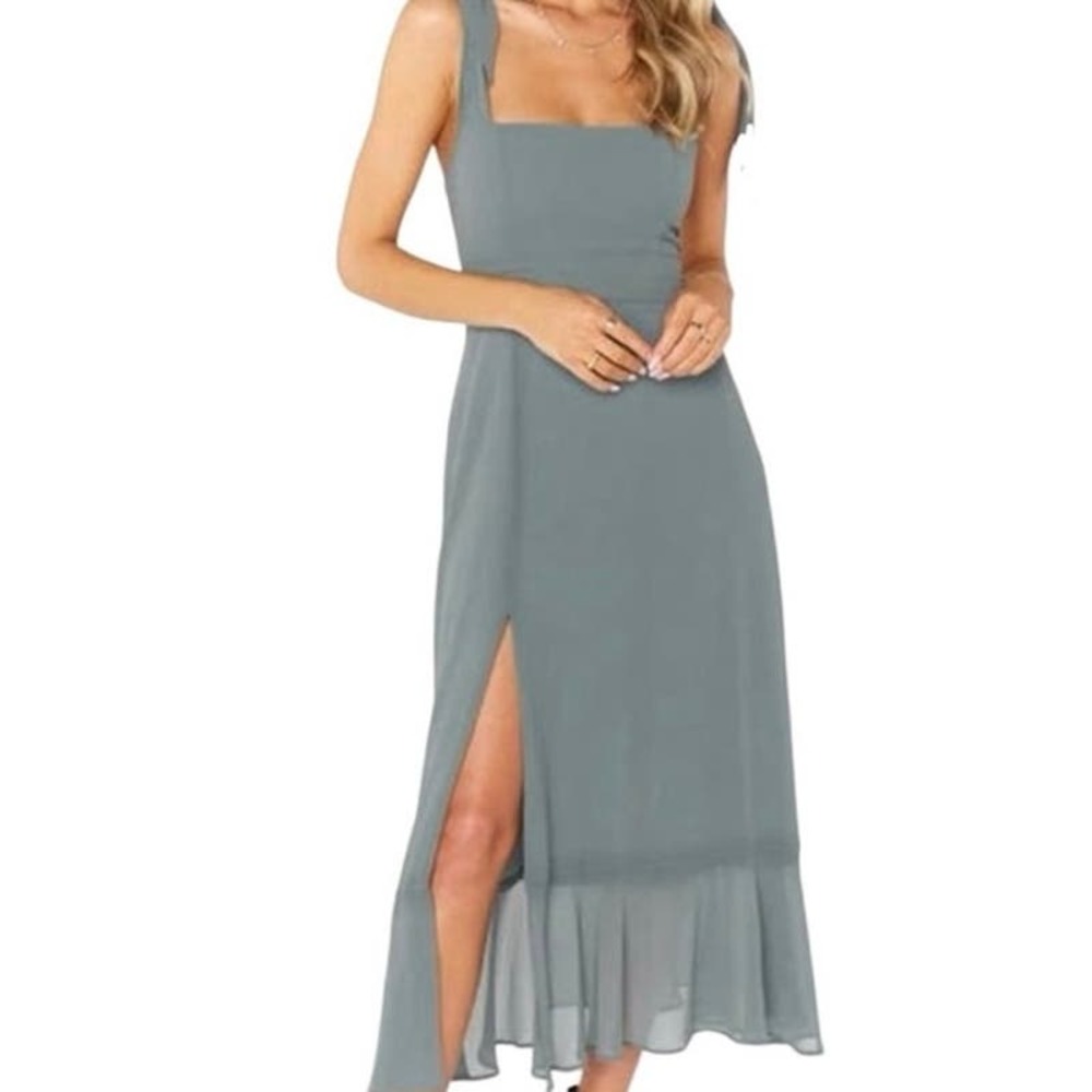 Show Me Your MuMu Claire Midi Dress Deep Sage Chiffon Medium